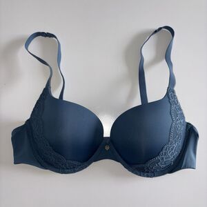 Essential Bodywear Peyton 7518 Blue Bra 36C Light Push Up Plunge Convertible